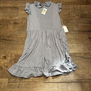 Coco + Jameson Smocked Collar Ruffle Sleeve Dress‎ Dusty Blue Size Small